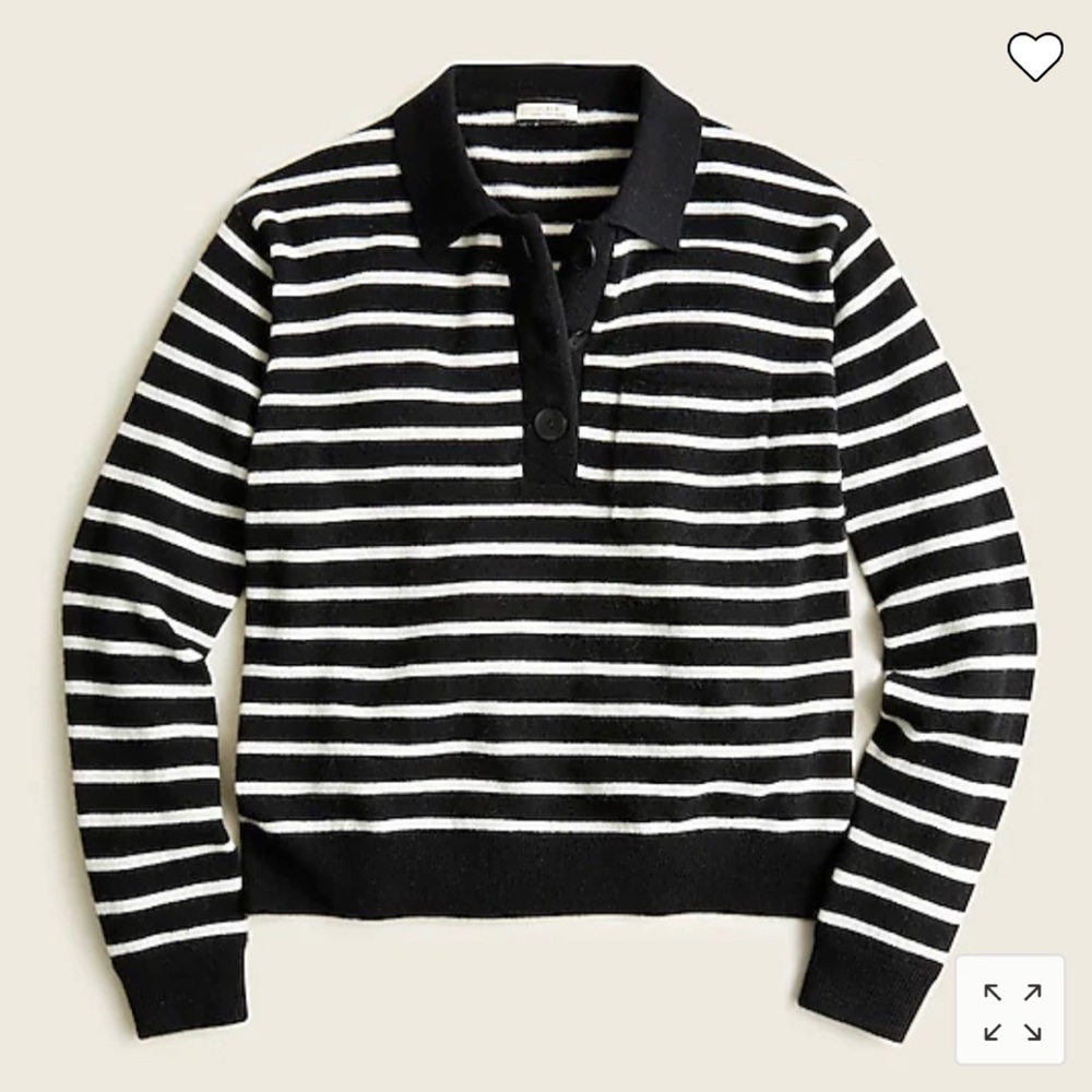 J. Crew Cashmere Black and White Striped Sweater